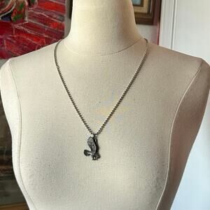 eagle silver pendant necklace gray long